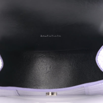 Balenciaga Metallic Calfskin Crocodile Embossed Hourglass Top Handle Bag XS Lilac 8 of 11