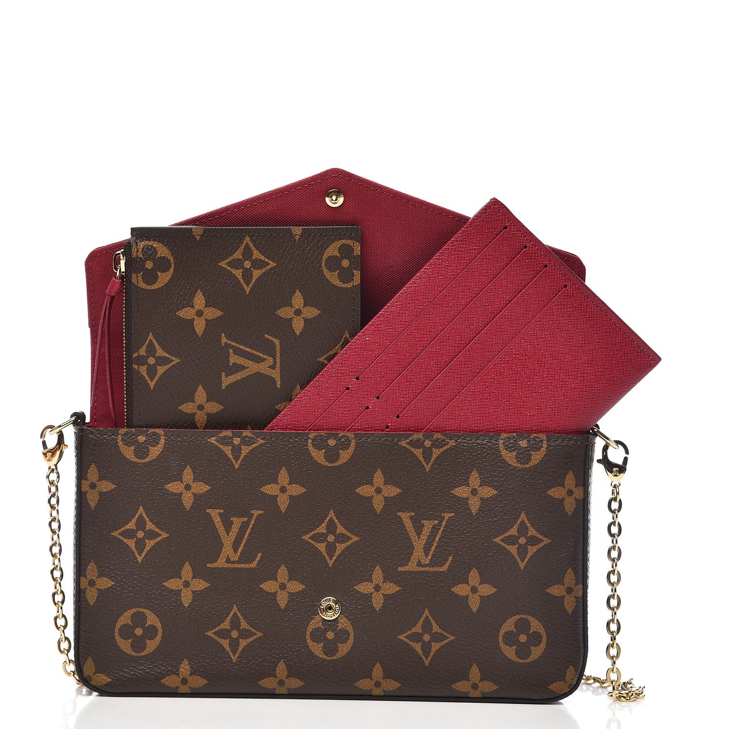 Monogram Pochette Felicie Chain Wallet Fuchsia