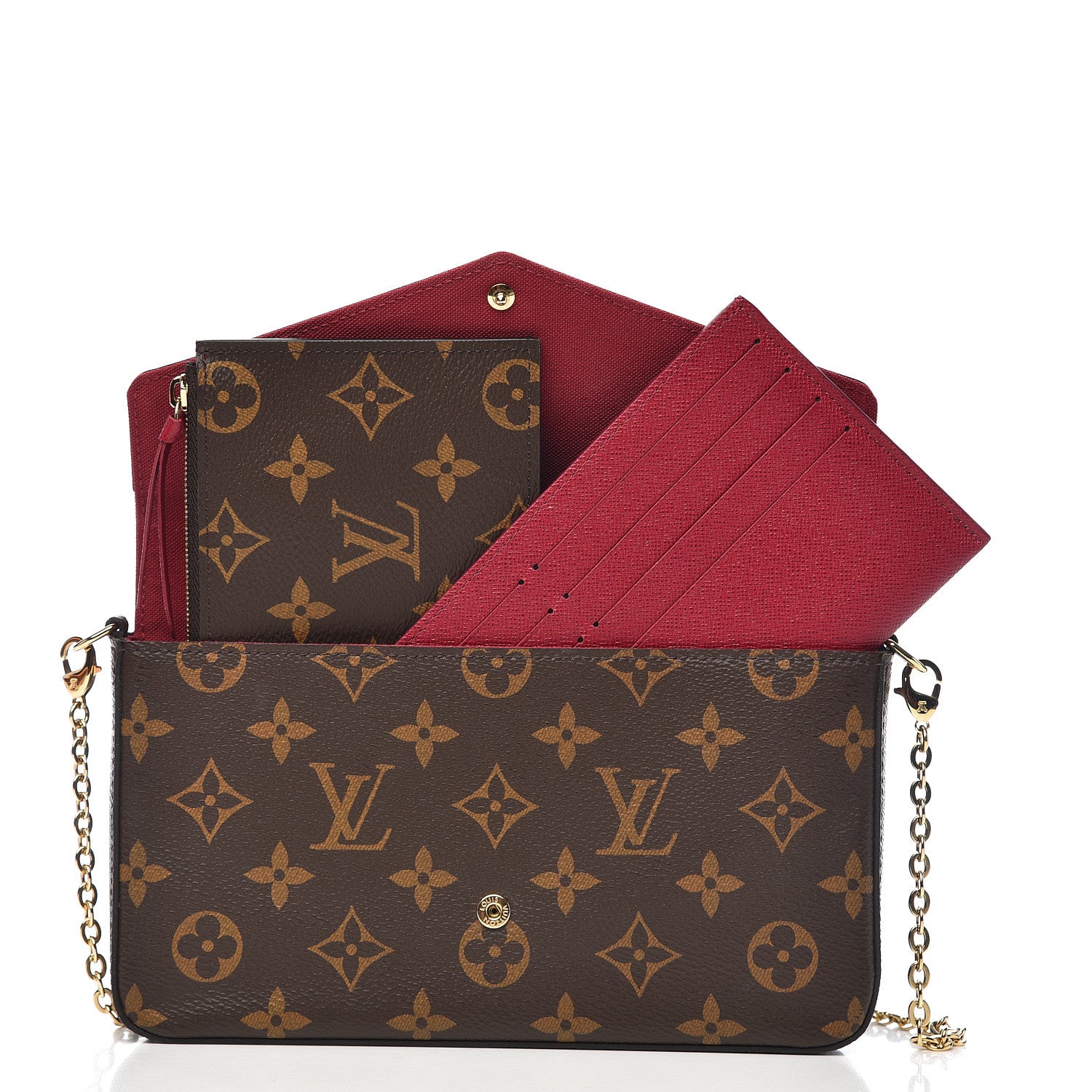 Louis Vuitton Monogram Pochette Felicie Chain Wallet Fuchsia 7 of 11
