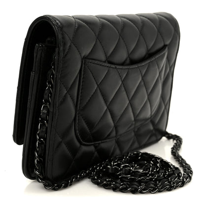 Chanel Pearly Lambskin Quilted Wallet On Chain WOC So Black 3 of 11