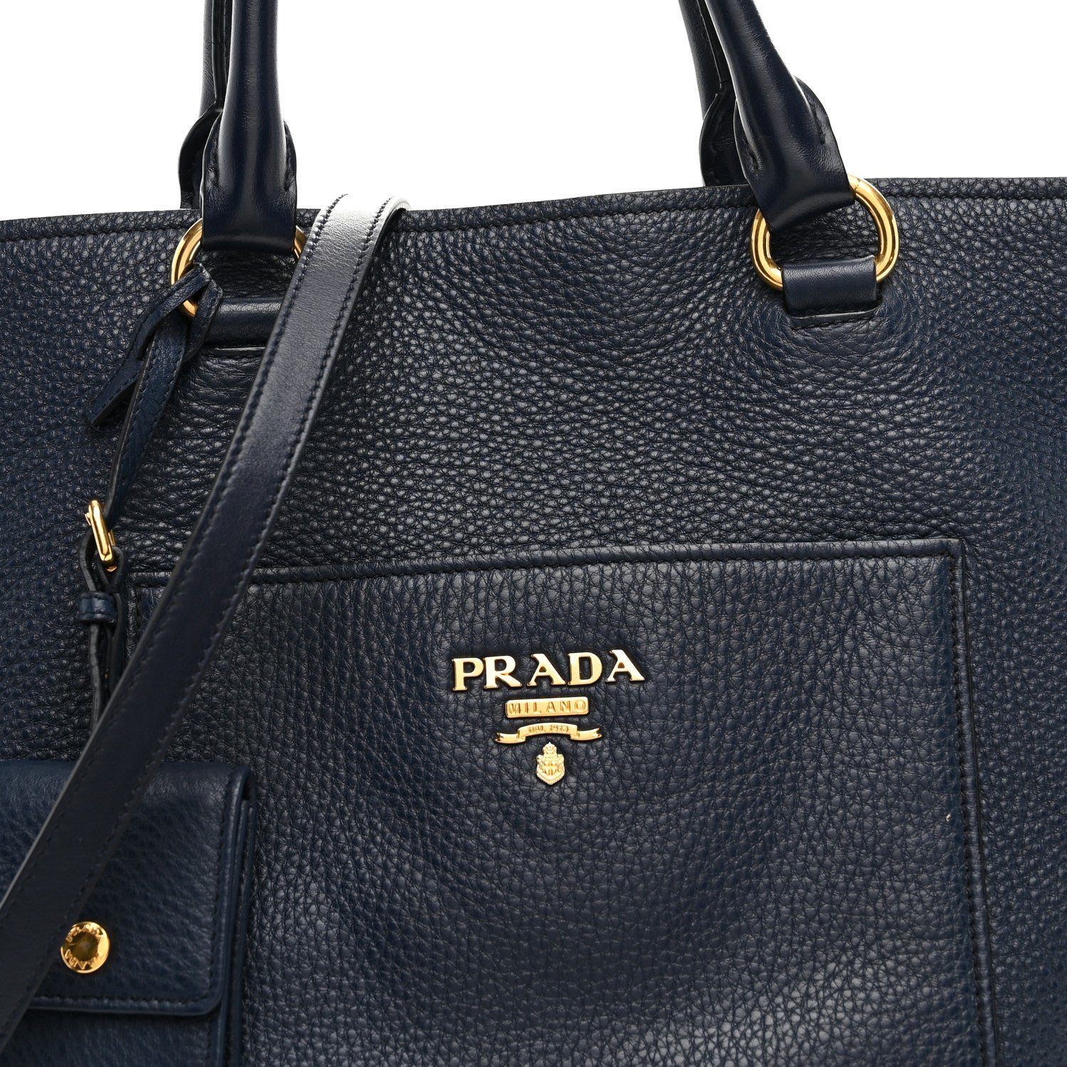 Prada Vitello Daino Pocket Shopping Tote Baltico 9 of 11