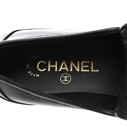 Chanel Lambskin Quilted CC Turnlock Loafers 38 Black 7 of 9