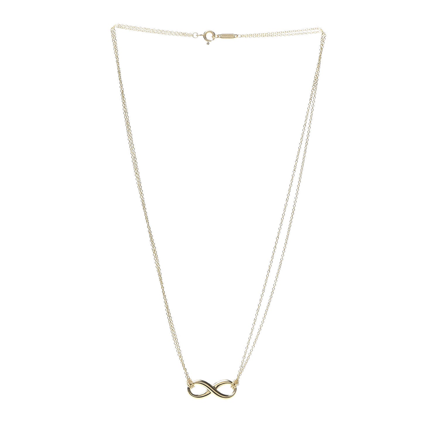 18K Yellow Gold Infinity Double Chain Pendant Necklace