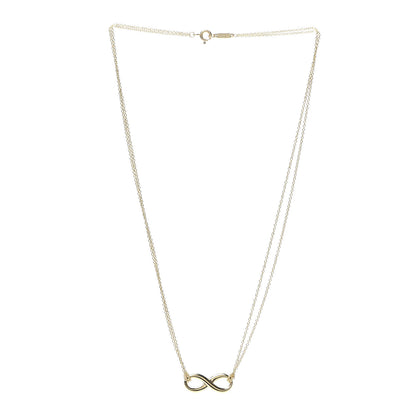 Tiffany 18K Yellow Gold Infinity Double Chain Pendant Necklace 3 of 5