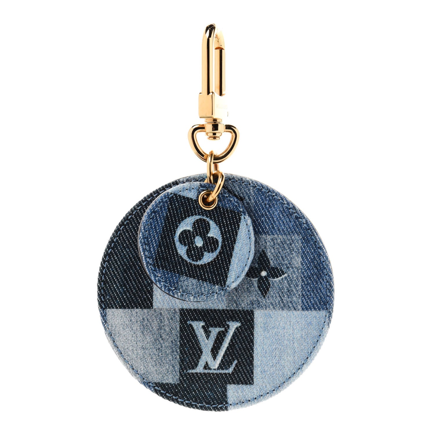 Louis Vuitton Denim Damier Monogram Patchwork Bag Charm Key Holder 1 of 6