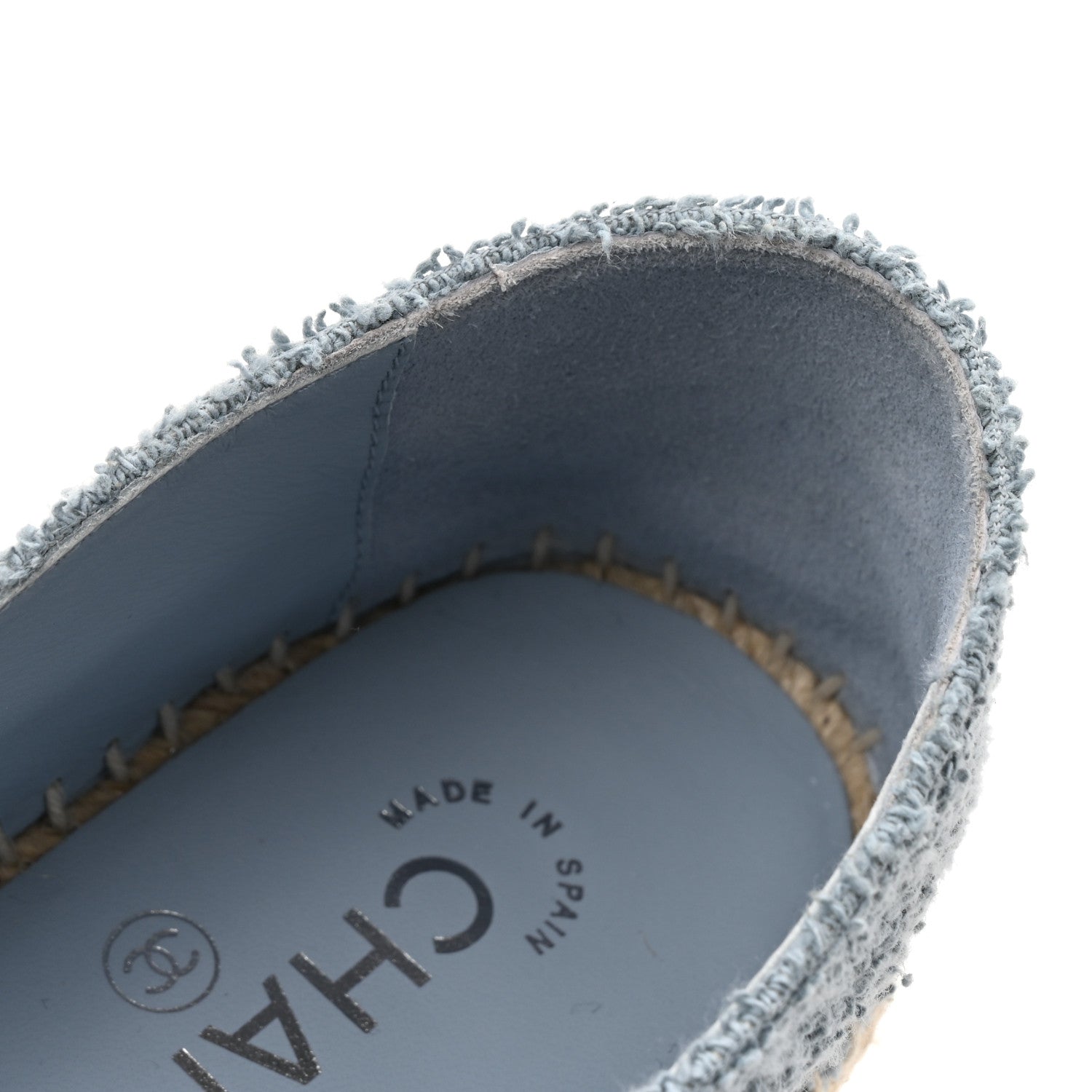 Chanel Fabric Grosgrain CC Espadrille 41 Blue Light Gray Black 10 of 11