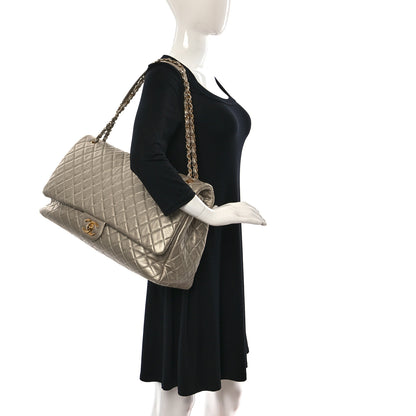 Chanel Metallic Calfskin Quilted XXL Travel Flap Bag Gold 2 of 15