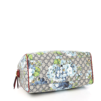 Gucci GG Supreme Monogram Blooms Medium Boston Beige Blue Navy Hibiscus Red 3 of 9