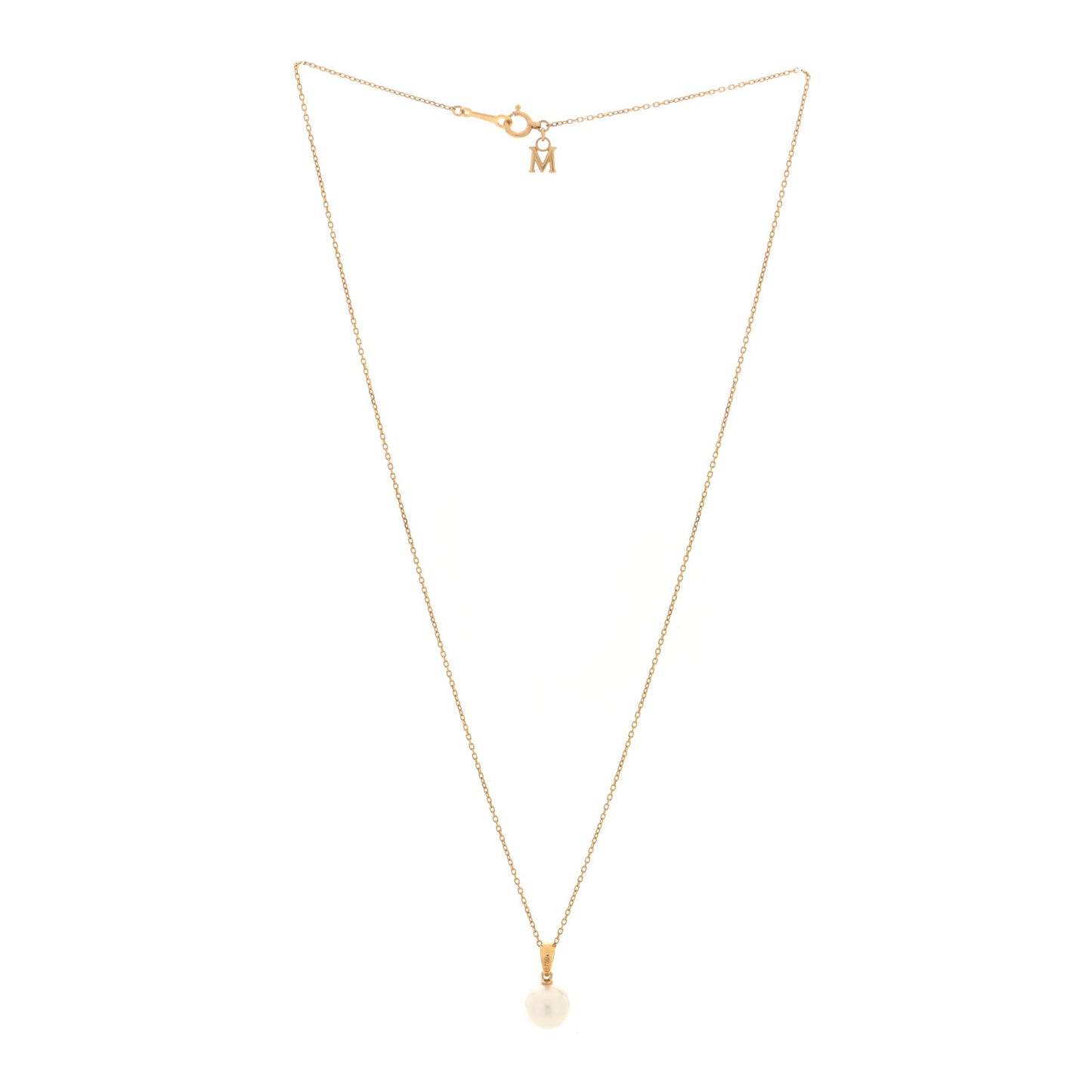 18K Yellow Gold Akoya Cultured Pearl Pendant Necklace