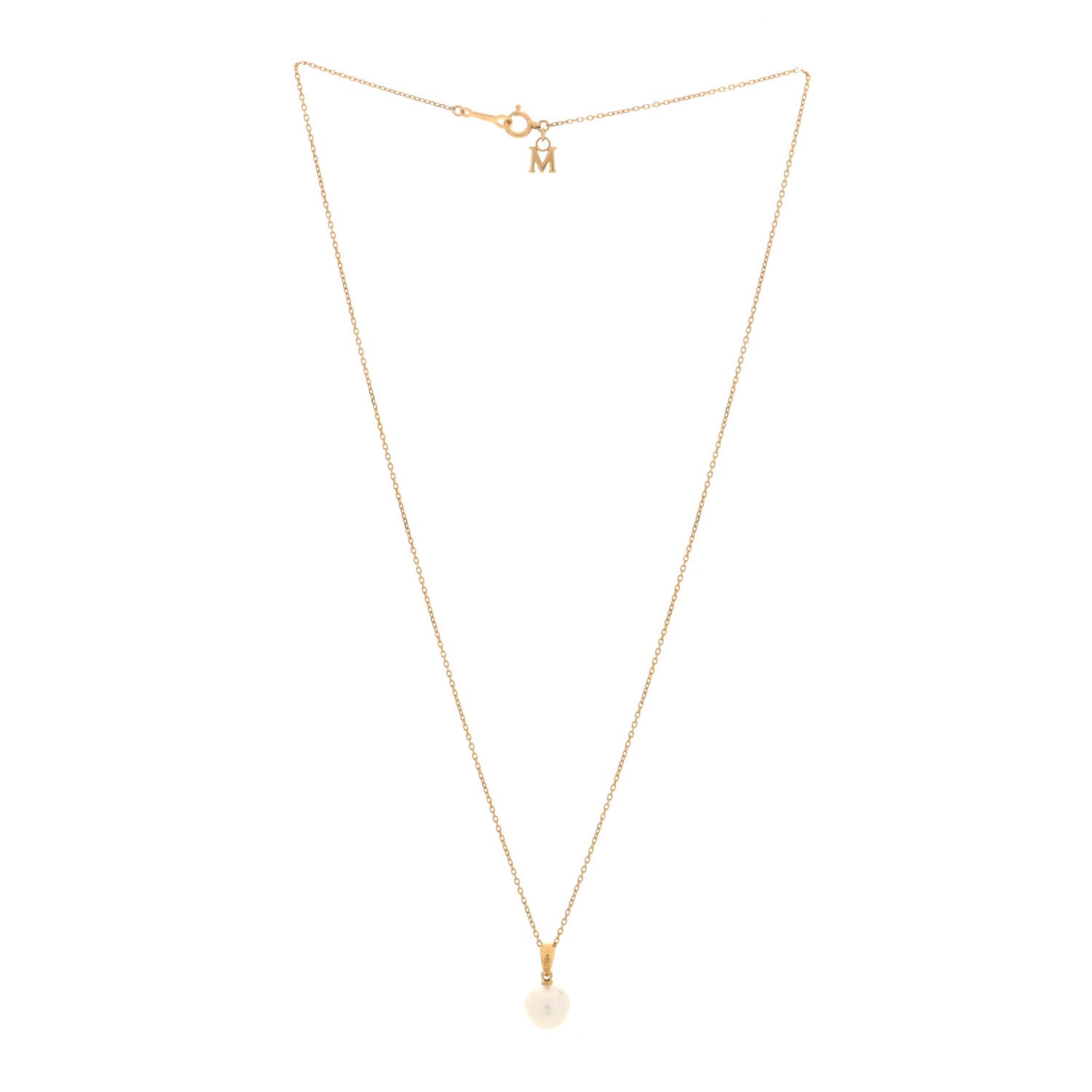 Mikimoto 18K Yellow Gold Akoya Cultured Pearl Pendant Necklace 3 of 4