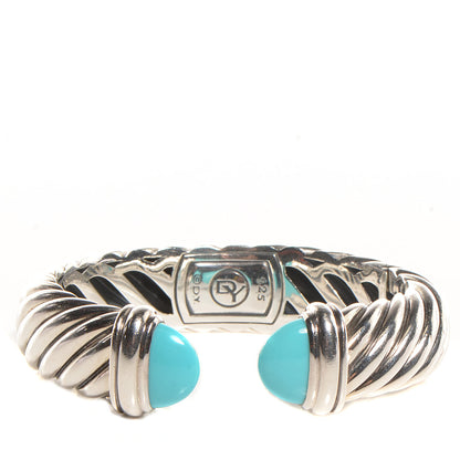 David Yurman Sterling Silver Turquoise 15mm Waverly Bracelet 1 of 5