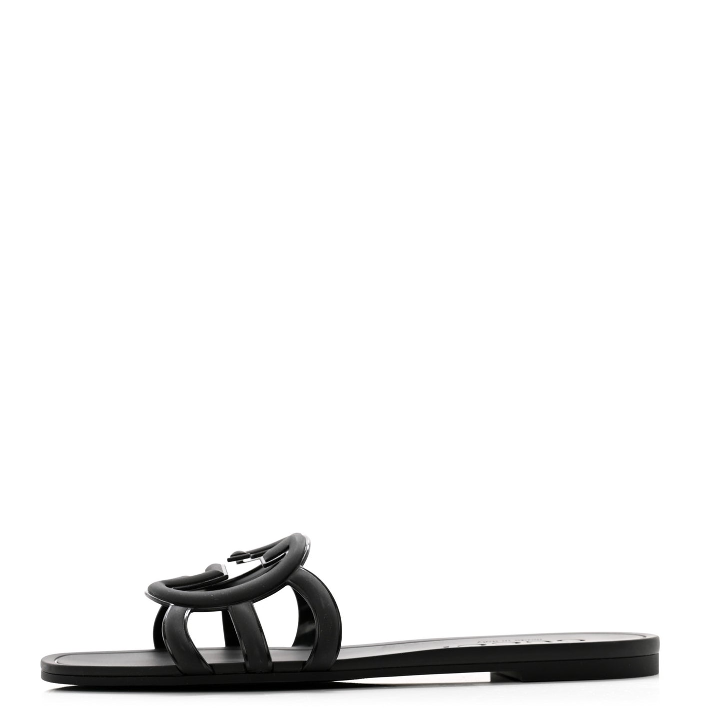 Rubber Womens Interlocking G Slide Sandals Black
