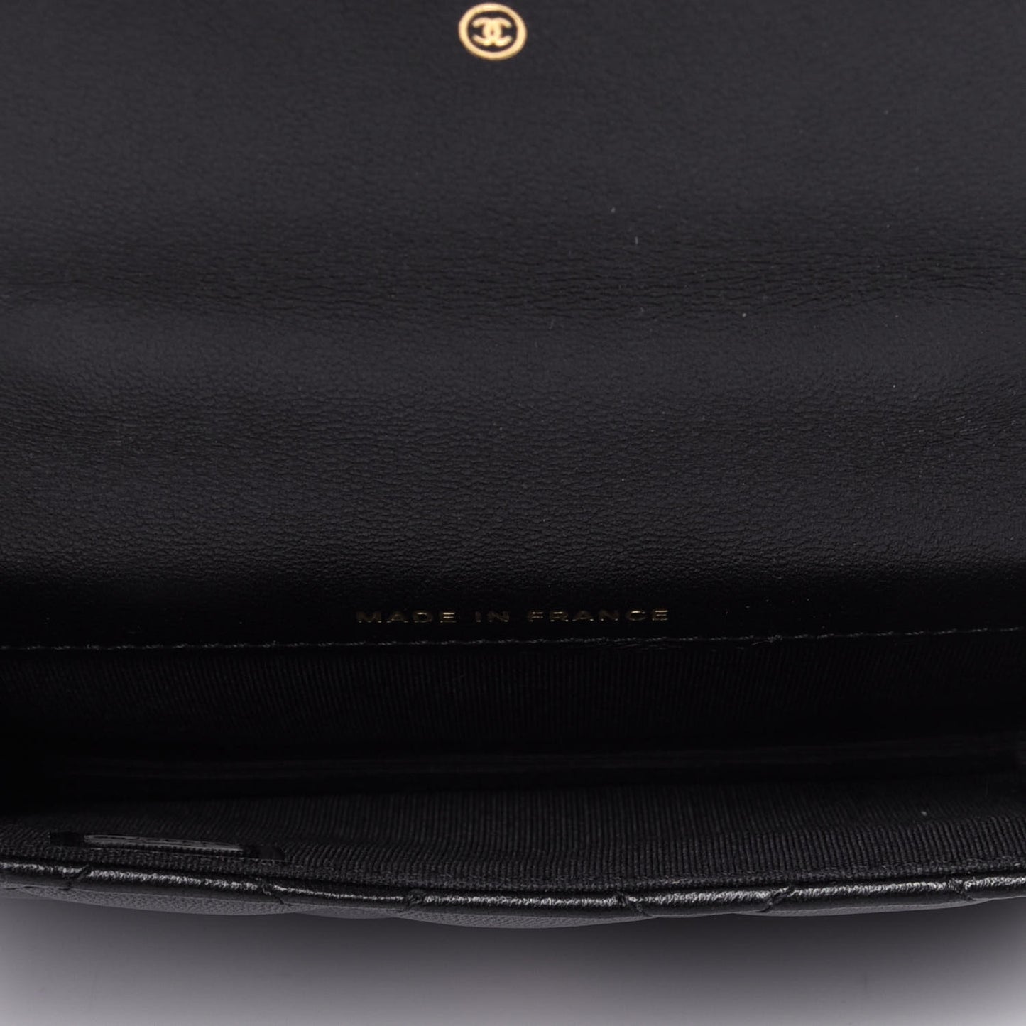 Lambskin Quilted Top Handle Flap Coin Purse With Chain Black