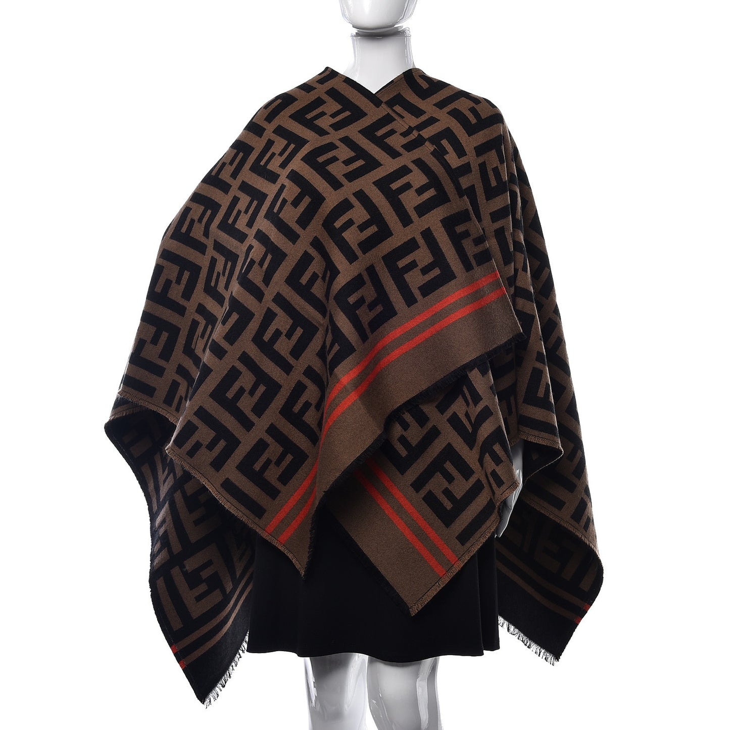 Wool Silk Macro FF Shawl Black Tobacco