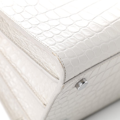 Saint Laurent Calfskin Crocodile Embossed Small Sac De Jour White Souffle 9 of 19
