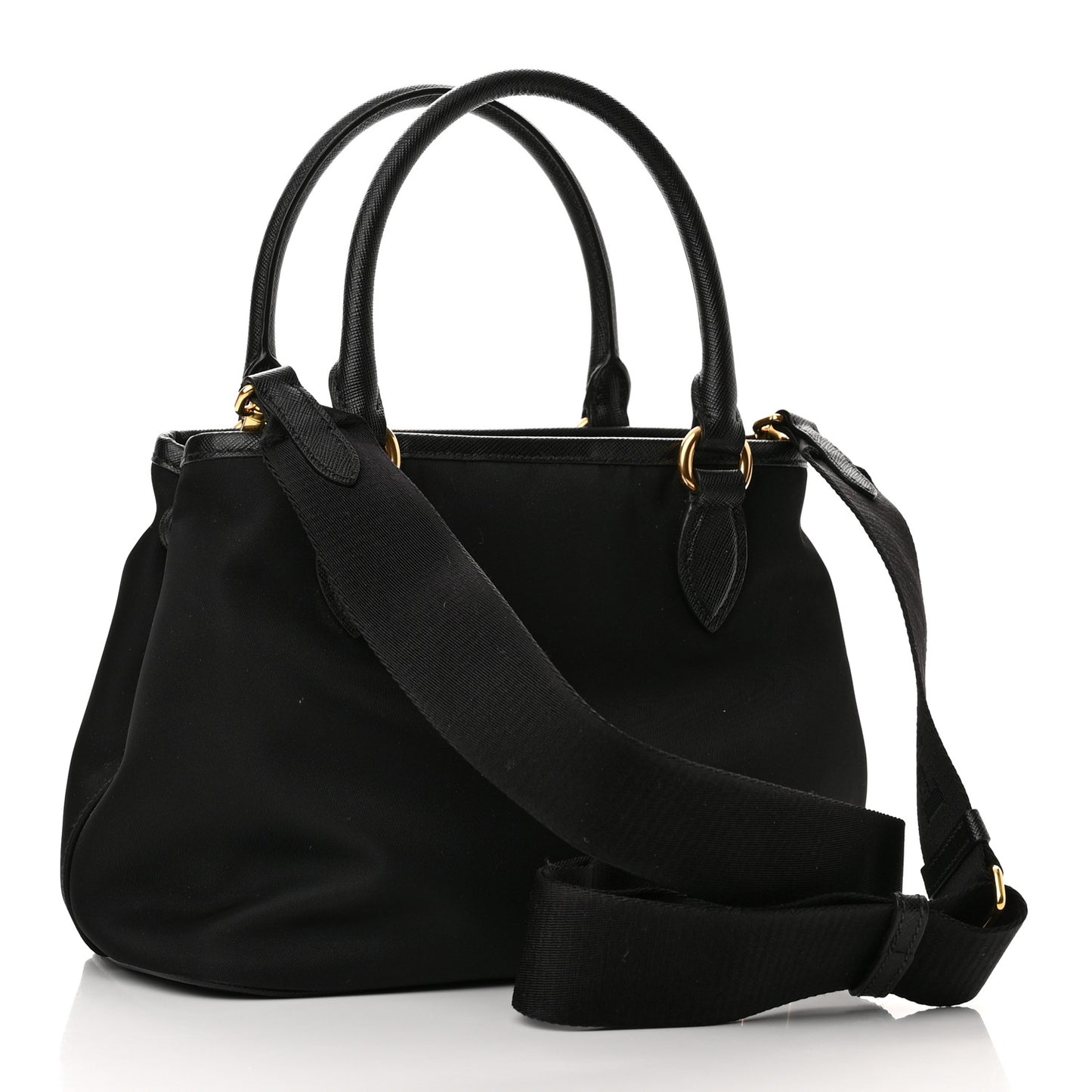 Tessuto Nylon Saffiano Small Tote Black