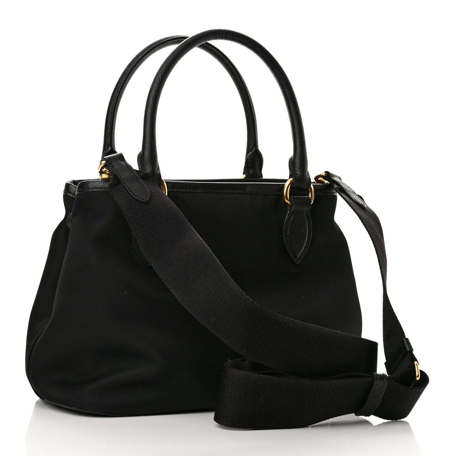 Prada Tessuto Nylon Saffiano Small Tote Black 3 of 9