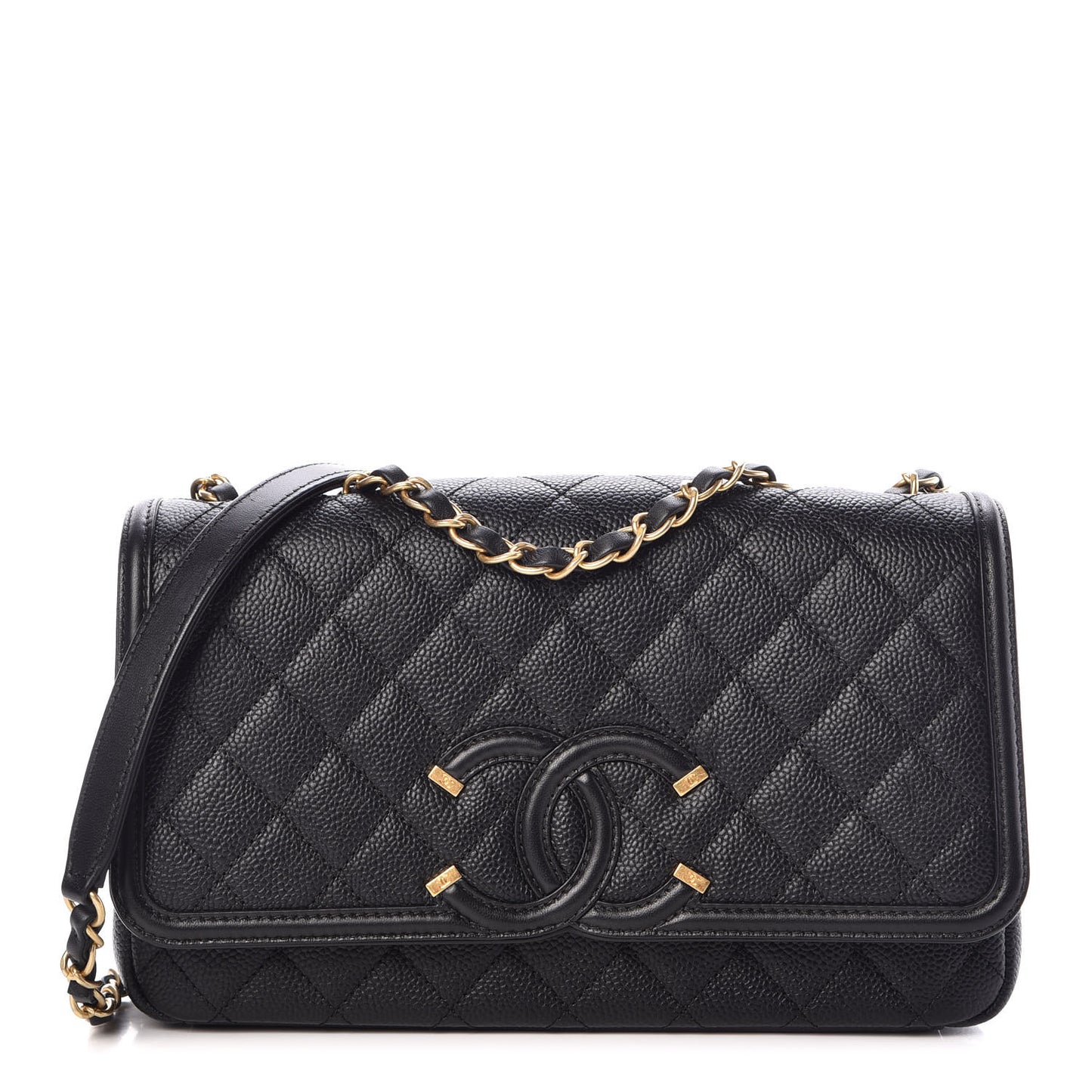 Caviar Quilted Medium CC Filigree Flap Black