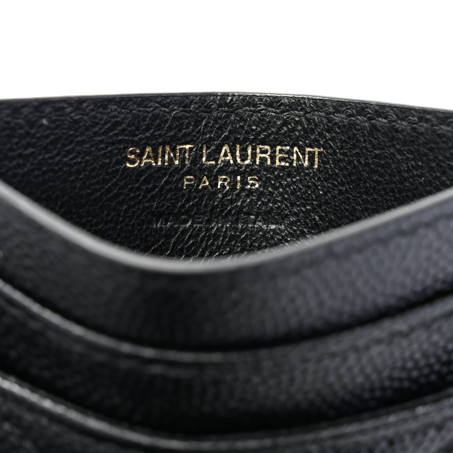Saint Laurent Grain De Poudre Matelasse Chevron Monogram Credit Card Case Black 6 of 8