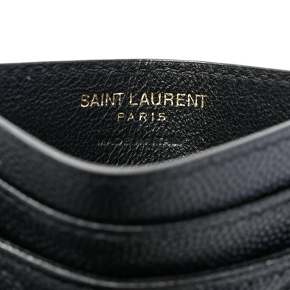 Saint Laurent Grain De Poudre Matelasse Chevron Monogram Credit Card Case Black 6 of 8