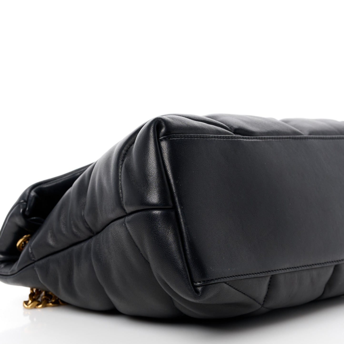 Lambskin Quilted Medium Loulou Puffer Monogram Chain Satchel Black