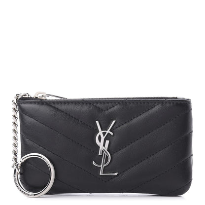 Saint Laurent Calfskin Matelasse Monogram Key Pouch Black 1 of 11