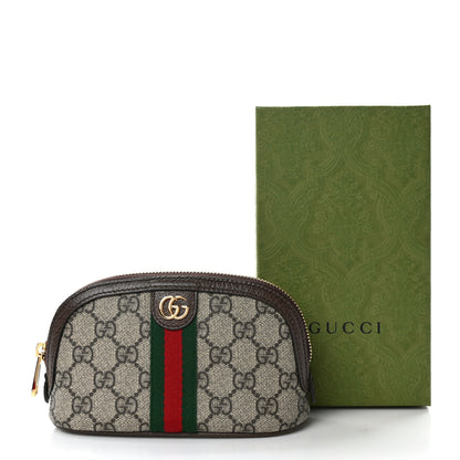 Gucci GG Supreme Monogram Textured Calfskin Web Medium Ophidia Cosmetic Case Beige Ebony New Acero 8 of 8