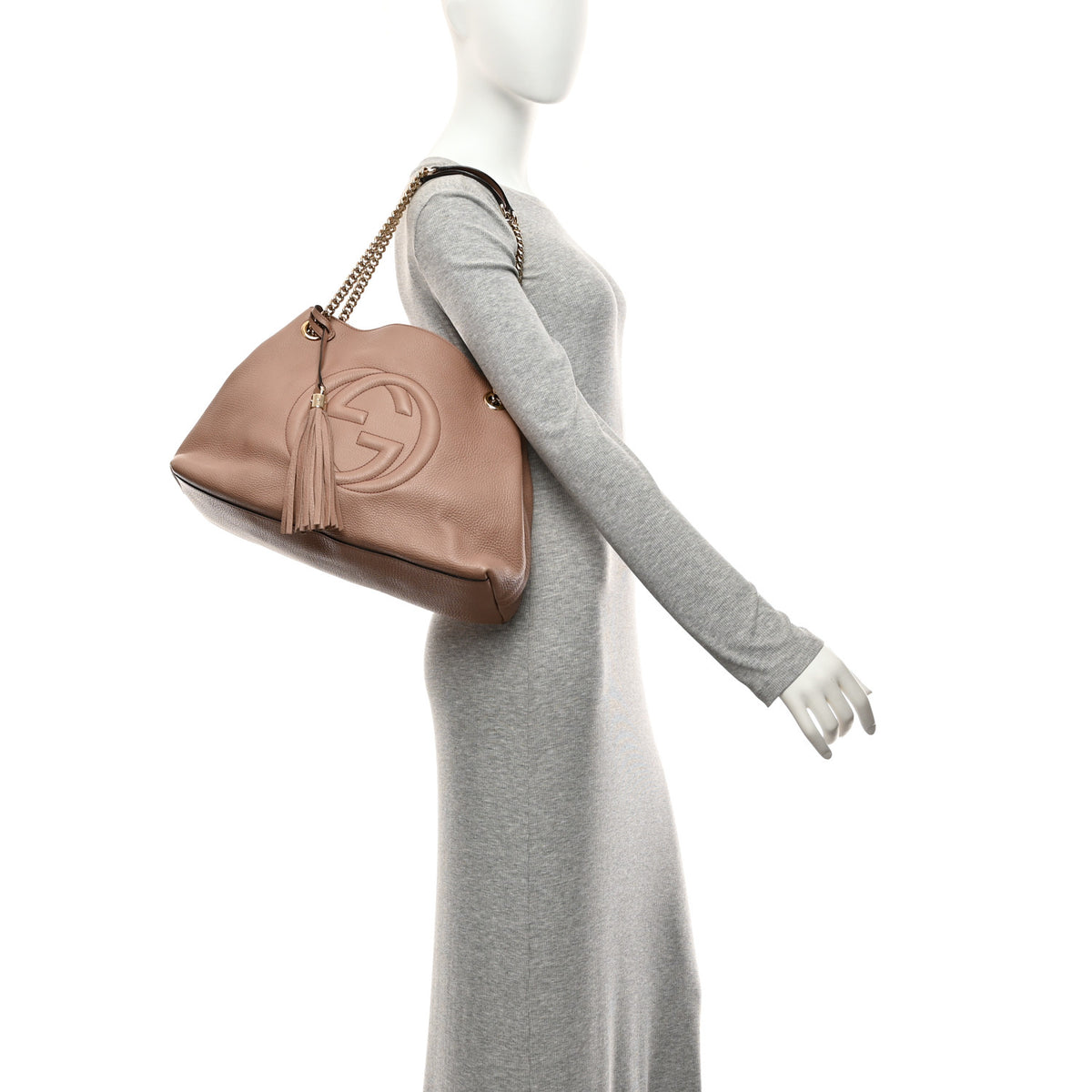 Gucci Pebbled Calfskin Medium Soho Chain Shoulder Bag Antique Rose 2 of 11