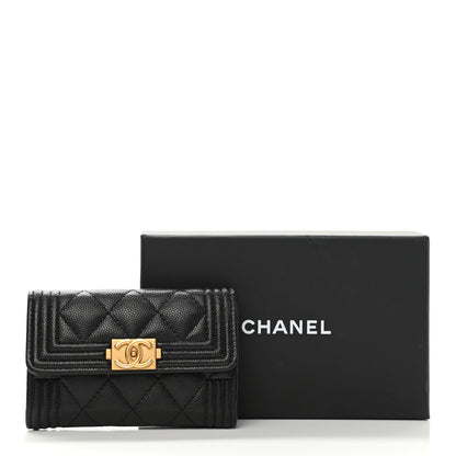 Chanel Caviar Quilted Boy Flap Card Holder Black 9 of 10