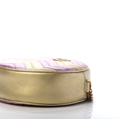 Gucci Metallic Calfskin Matelasse Mini GG Marmont Round Shoulder Bag Gold Pink 7 of 11