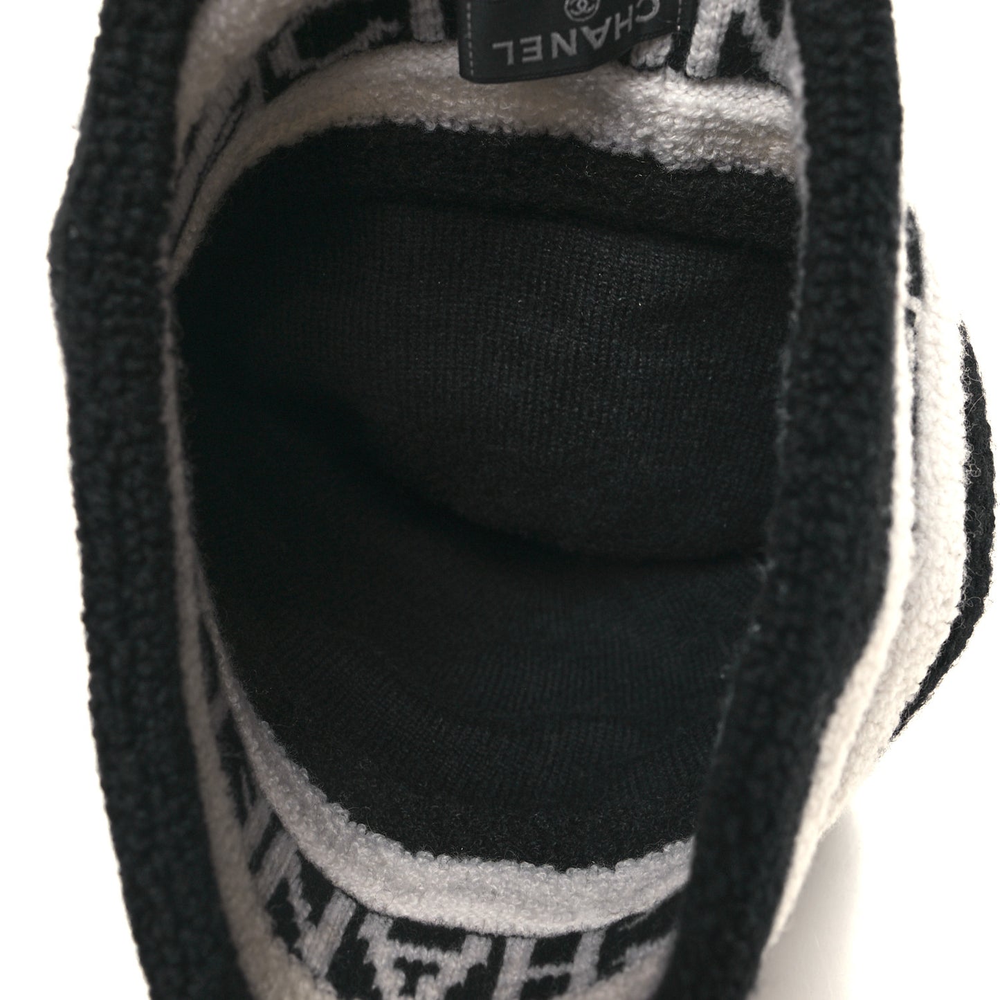 Cashmere CC Beanie Hat Ecru Black