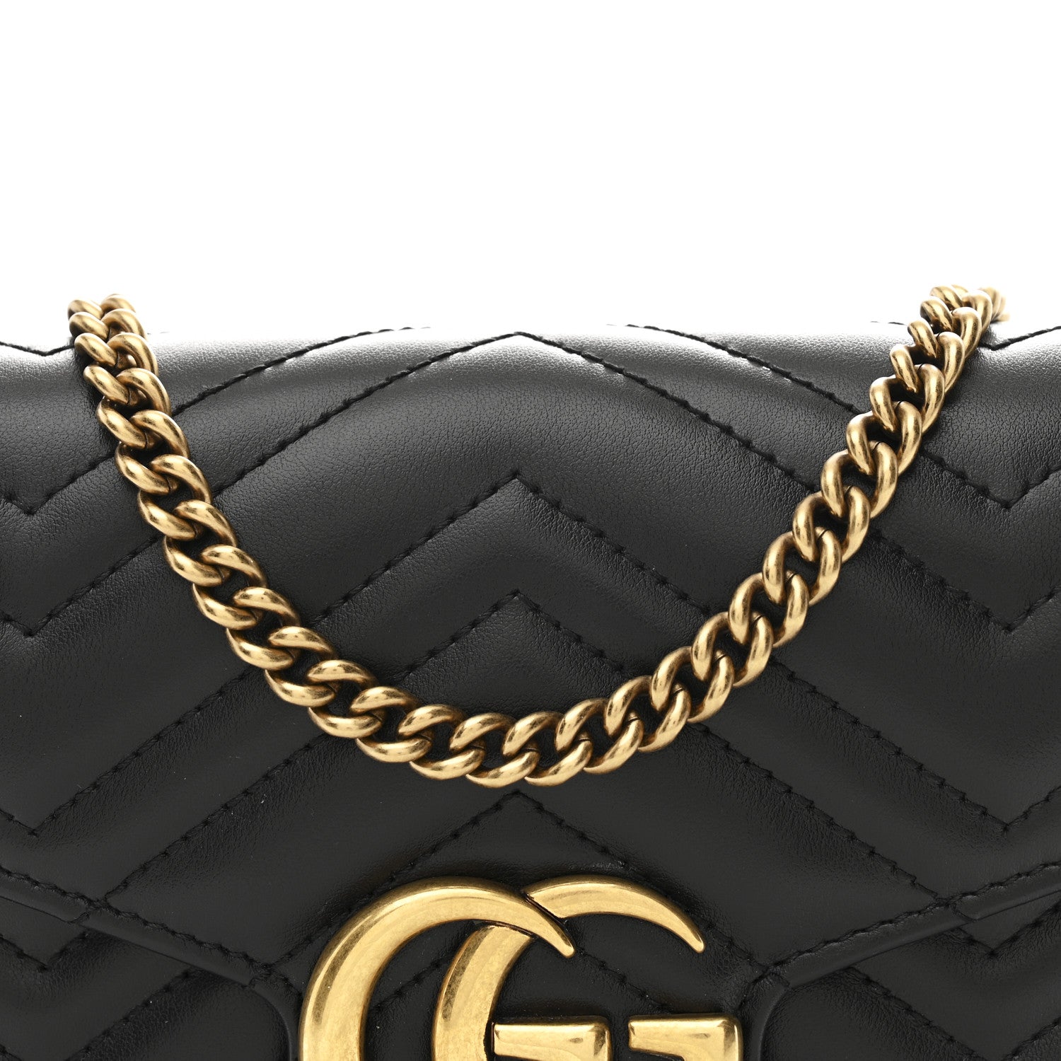 Gucci Calfskin Matelasse GG Marmont Chain Wallet Black 8 of 12