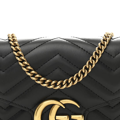 Gucci Calfskin Matelasse GG Marmont Chain Wallet Black 8 of 12