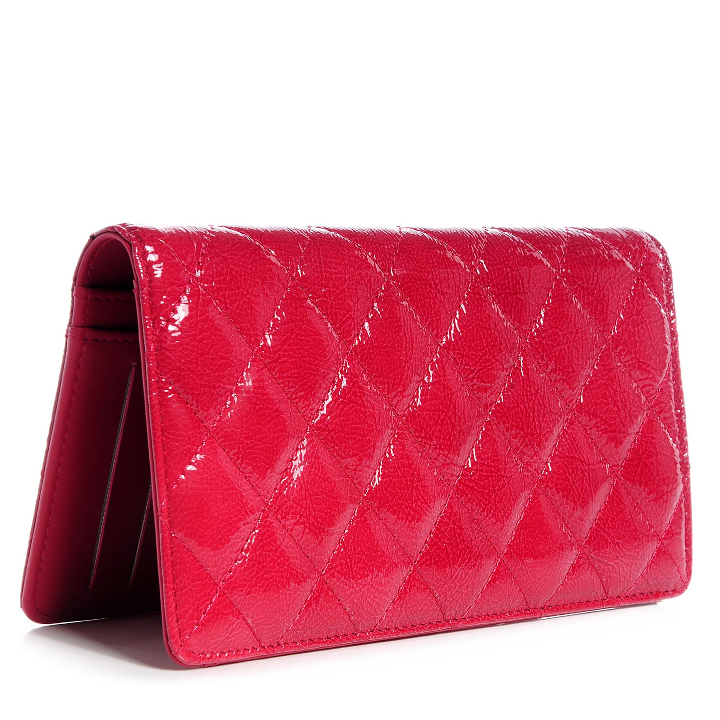 Distressed Patent Yen Wallet Dark Pink