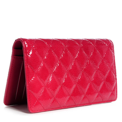 Chanel Distressed Patent Yen Wallet Dark Pink 3 of 8