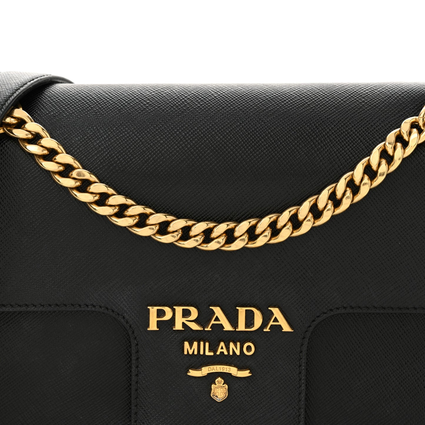 Saffiano Flap Shoulder Bag Black