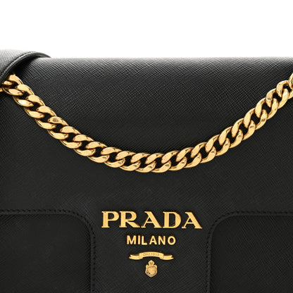 Prada Saffiano Flap Shoulder Bag Black 8 of 13