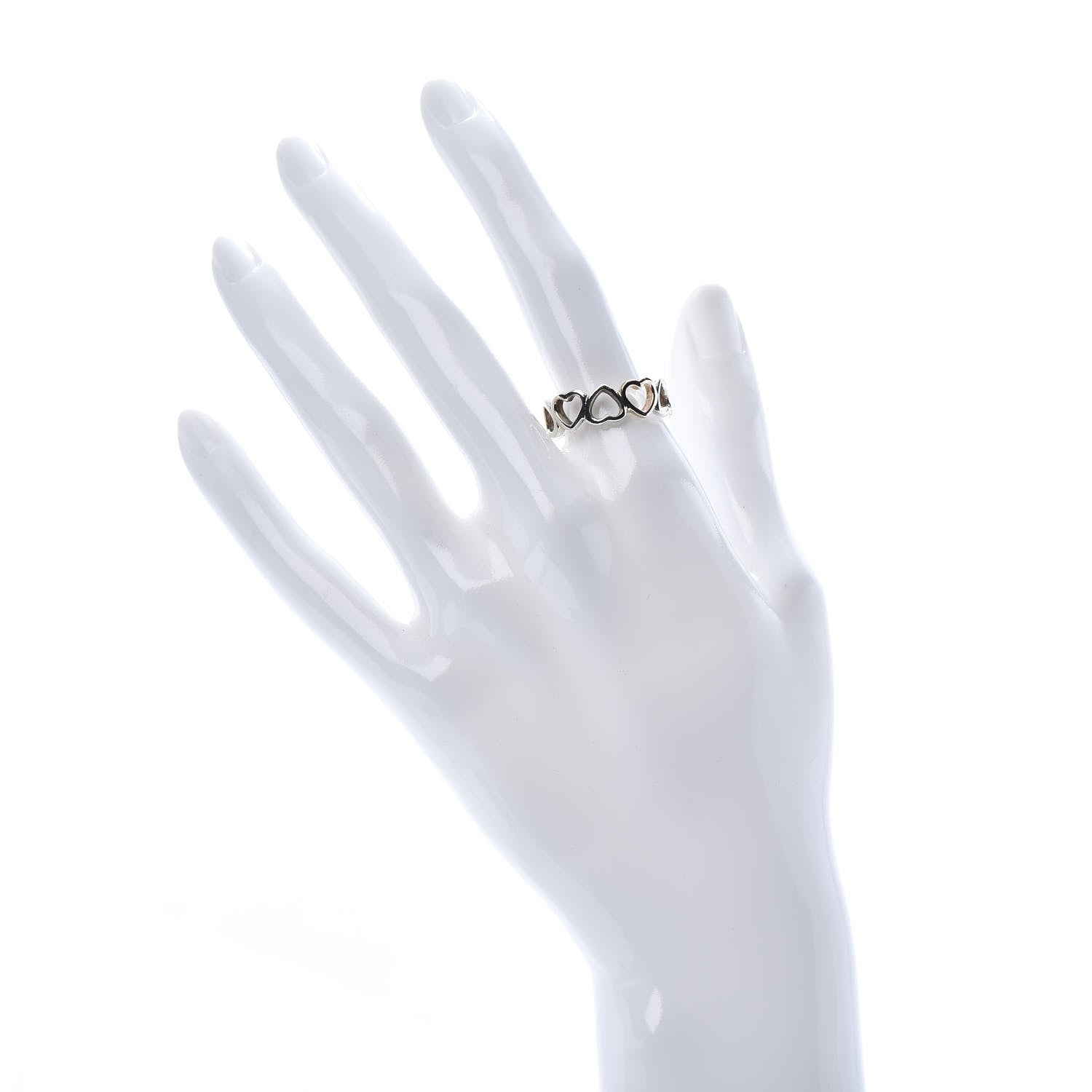Tiffany Sterling Silver 18K Rose Gold Hearts Eternity Band Ring 56 7.75 2 of 4