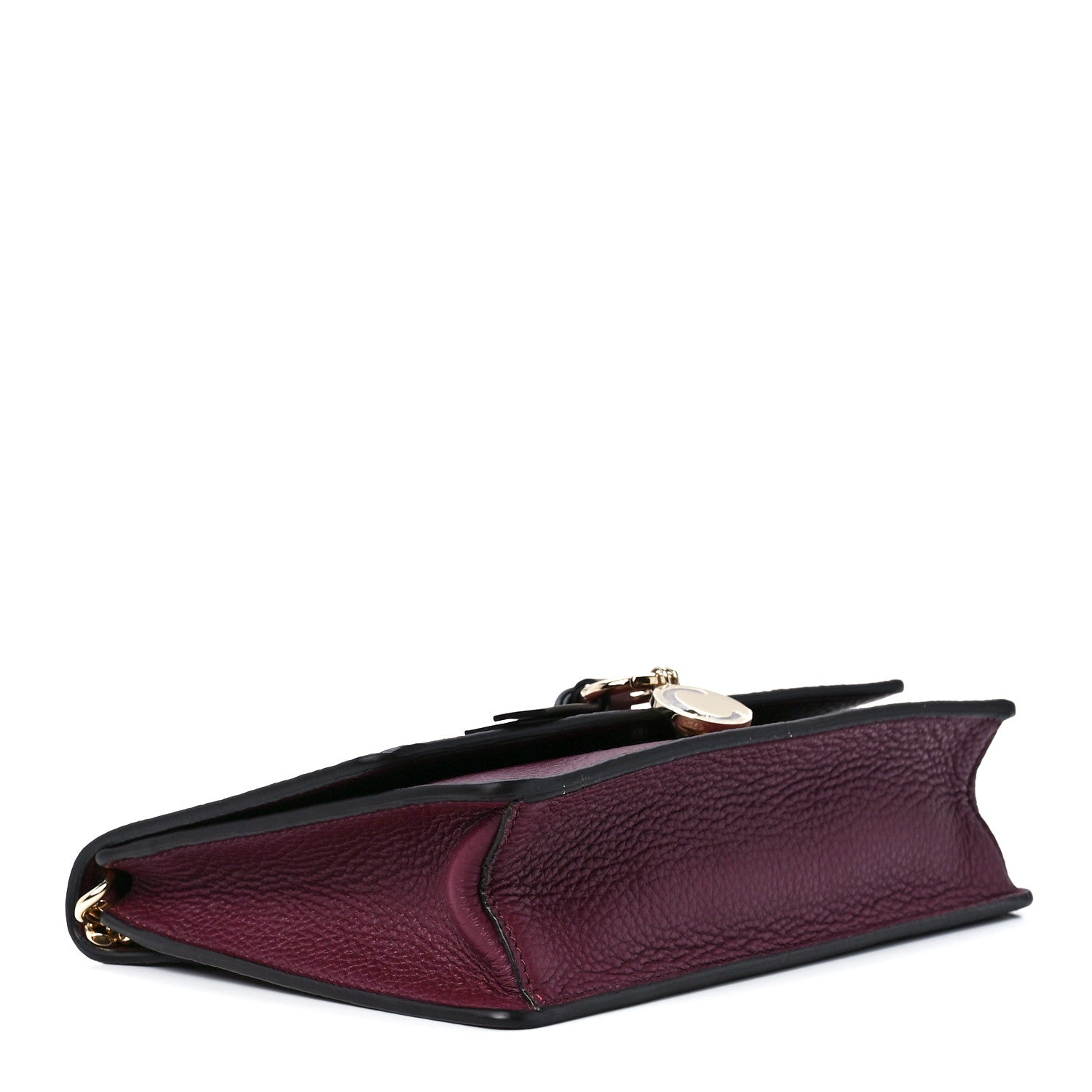 Chloe Grained Calfskin Alphabet Clutch Shoulder Bag Burgundy 4 of 12