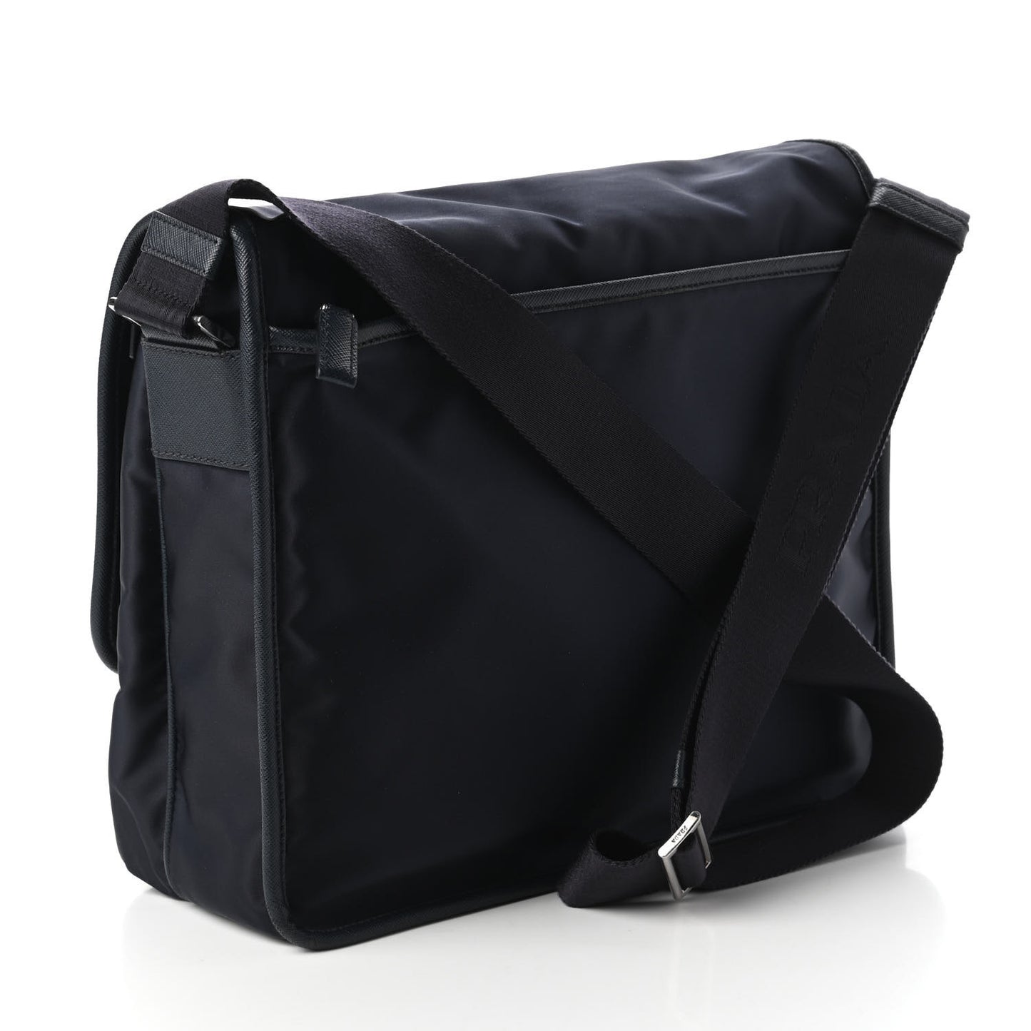 Tessuto Nylon Saffiano Logo Messenger Bag Black