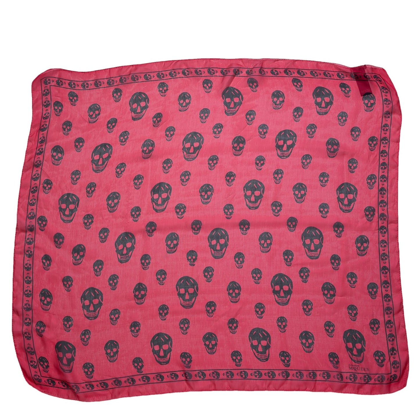 Silk Chiffon Skull Scarf Pink Black