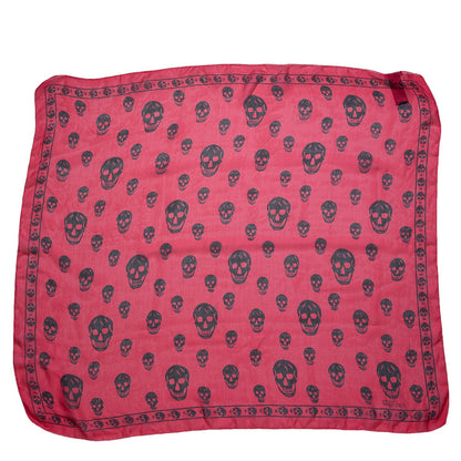 Alexander McQueen Silk Chiffon Skull Scarf Pink Black 3 of 12
