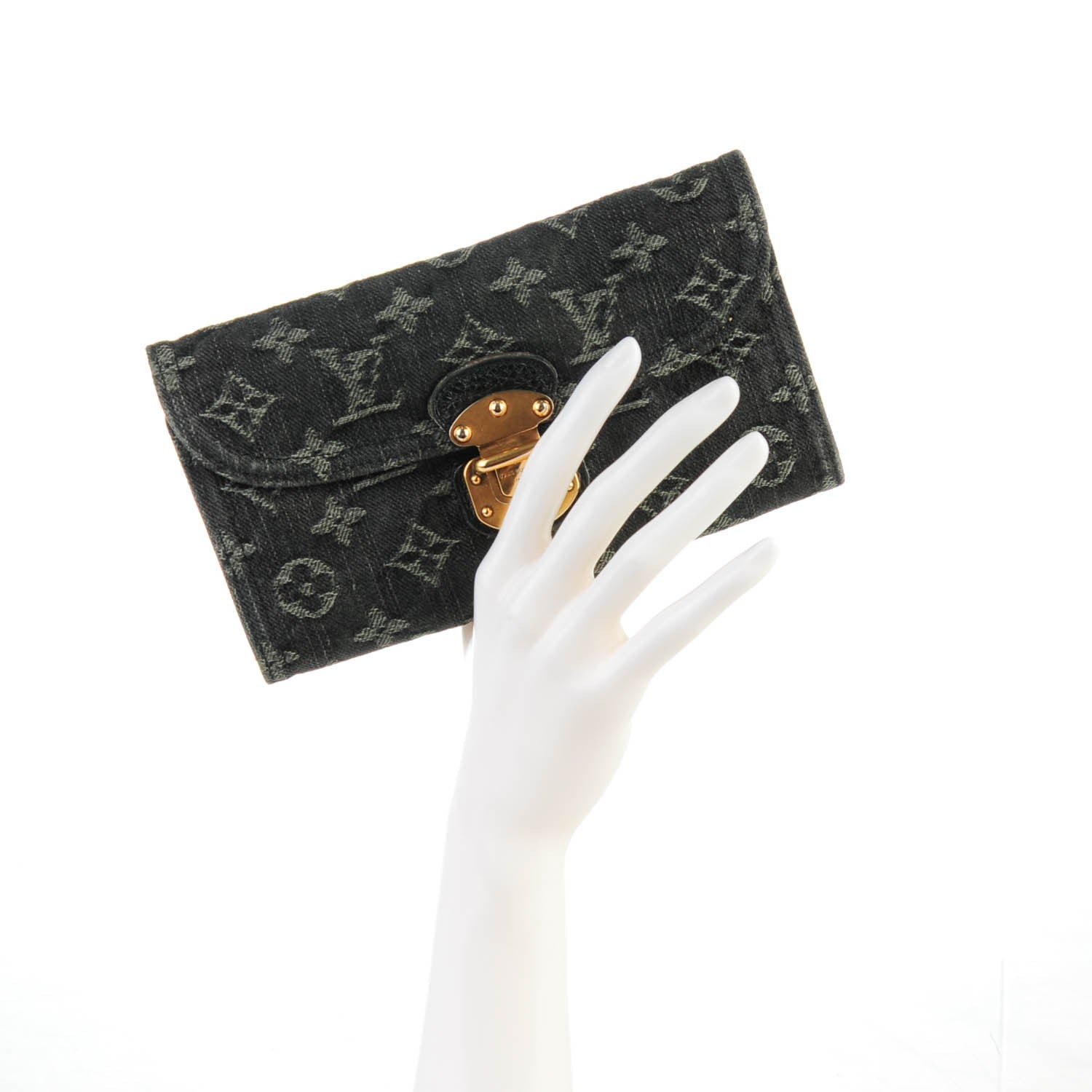 Louis Vuitton Denim Amelia Wallet Black 2 of 7