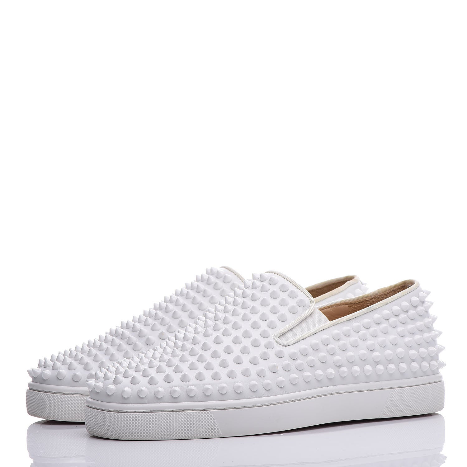 Christian Louboutin Calfskin Spikes Mens Roller Boat Flat 39 White 3 of 14