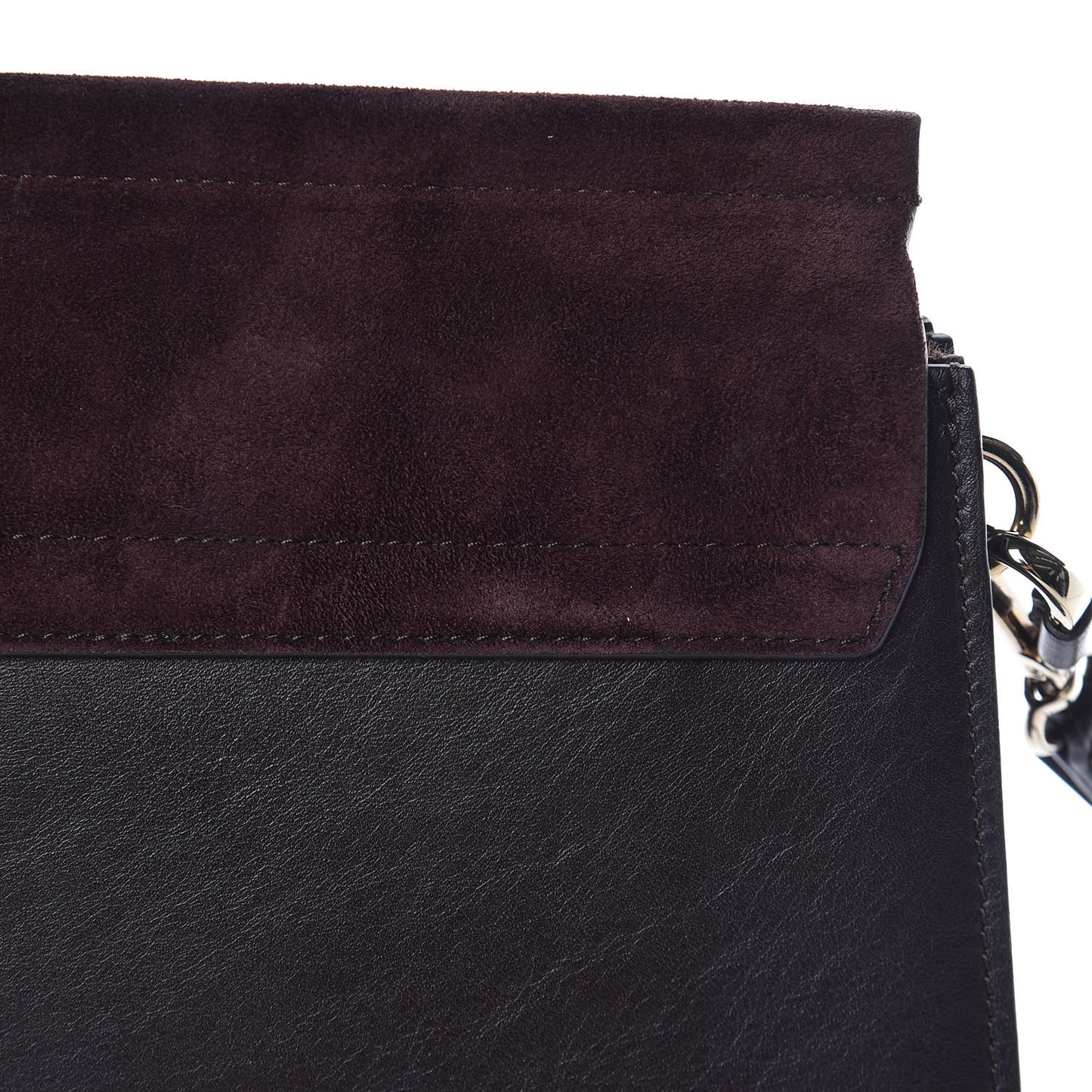 Calfskin Suede Medium Faye Shoulder Bag Carbon Brown