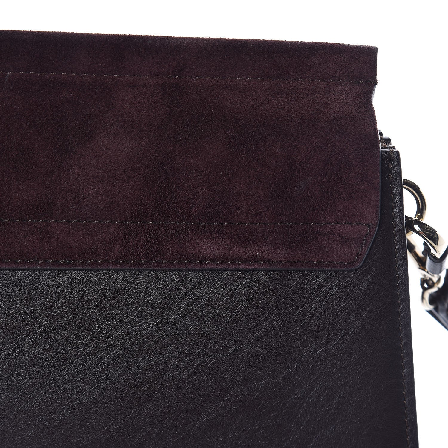 Chloe Calfskin Suede Medium Faye Shoulder Bag Carbon Brown 11 of 14