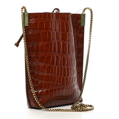 Saint Laurent Crocodile Embossed Mini Suzanne Hobo Vintage Brown 4 of 11