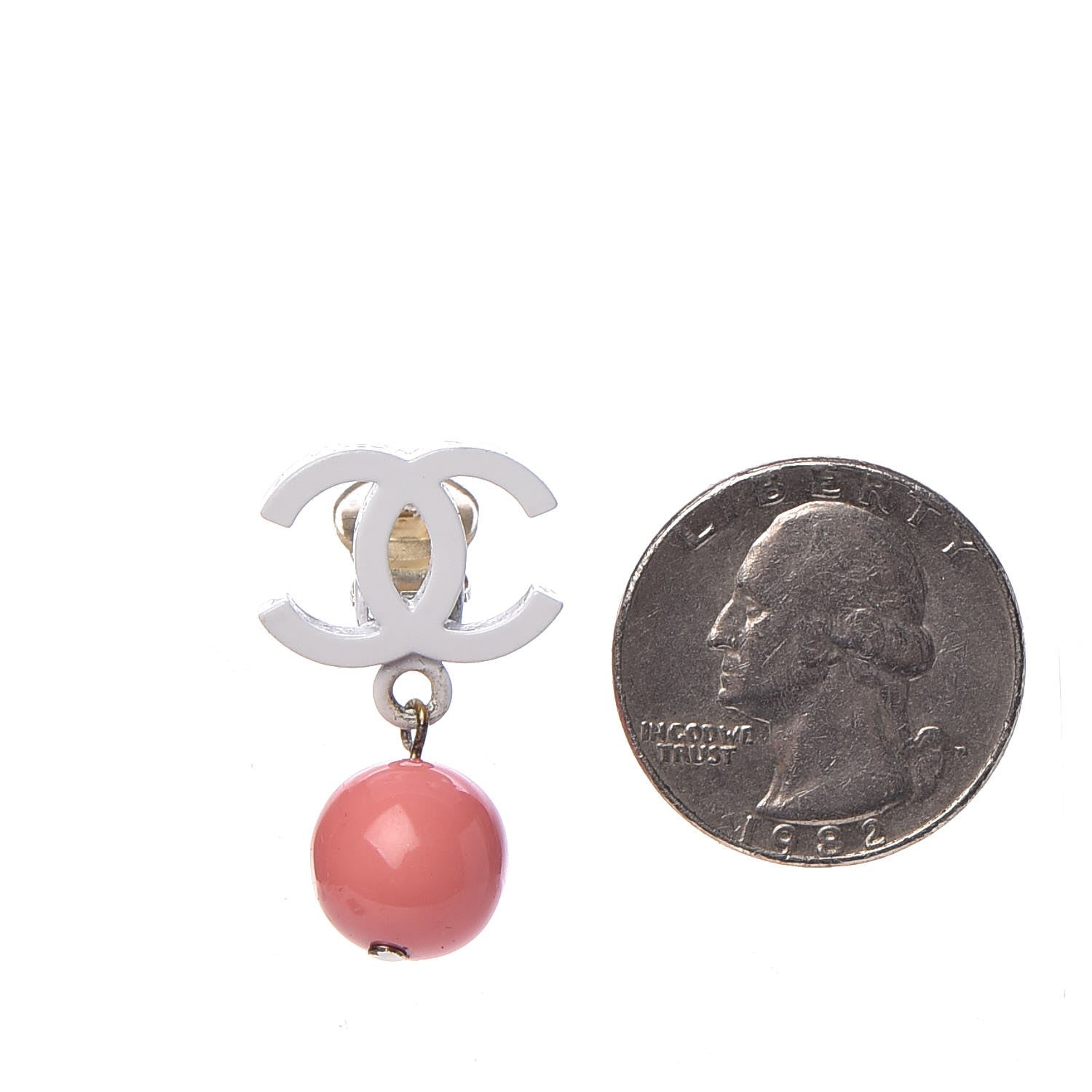 Chanel Enamel Bead CC Drop Clip On Earrings Pink 2 of 4