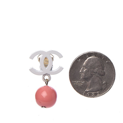 Chanel Enamel Bead CC Drop Clip On Earrings Pink 2 of 4