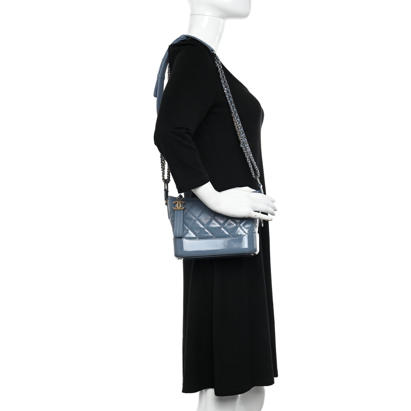 Aged Calfskin Quilted Small Gabrielle Hobo Light Blue